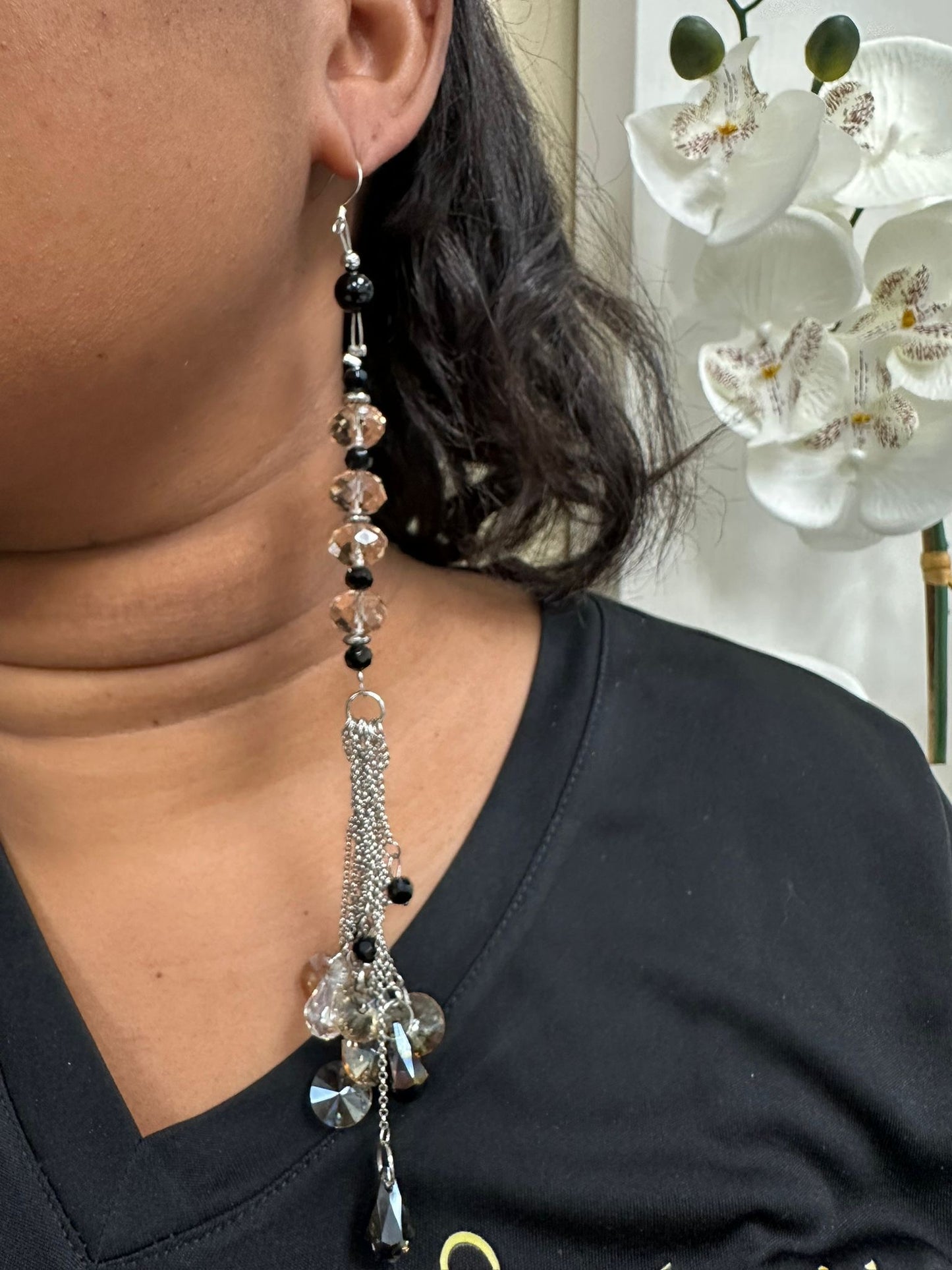 Ball drop beaded statement earrings