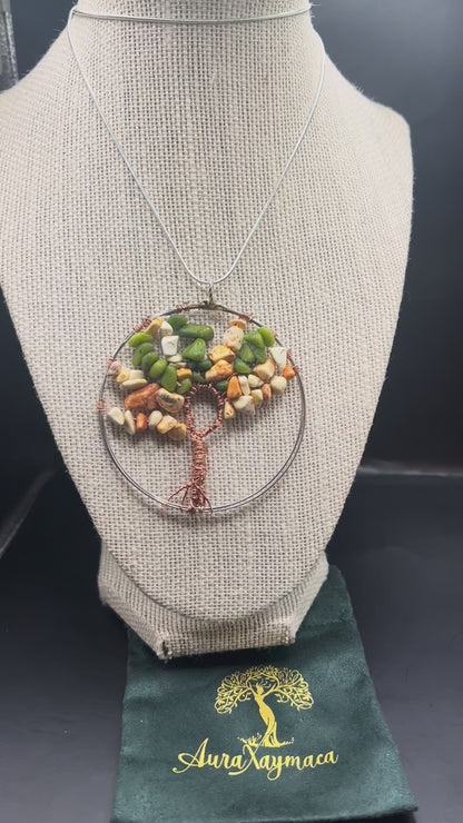 22 inch silver tone Necklace with 2.5in wide tree of life pendant