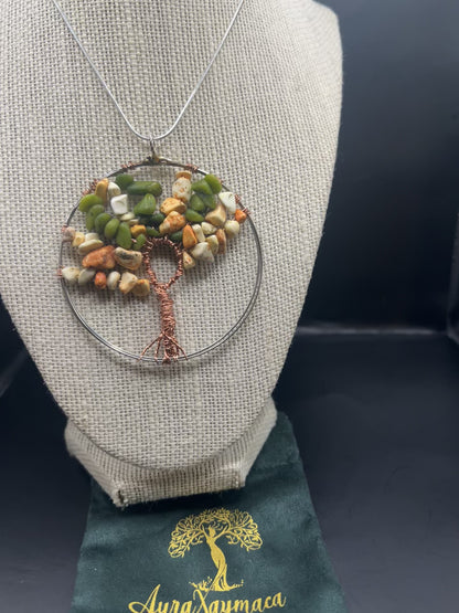 22 inch silver tone Necklace with 2.5in wide tree of life pendant